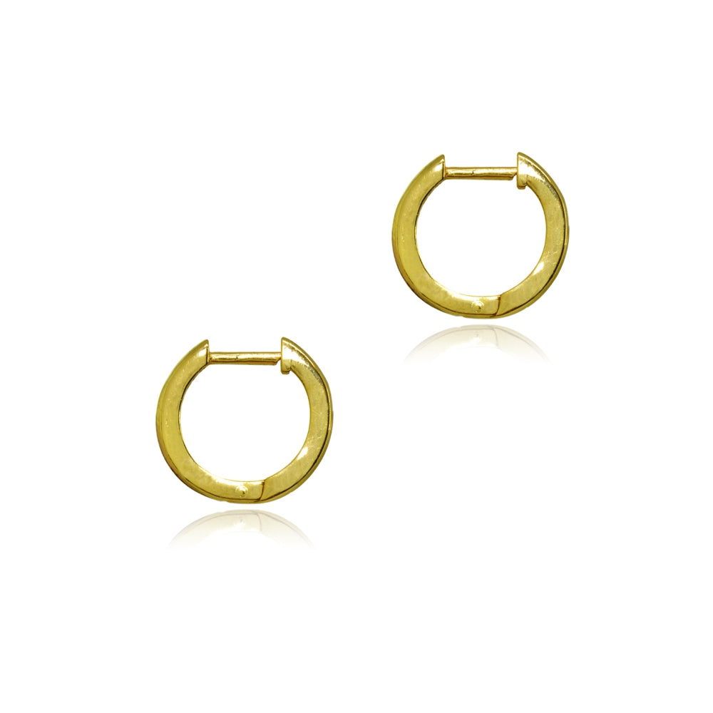 Yellow Gold Flashed Sterling Silver 2x12mm Polished Simple Dainty Small Hoop Earrings-2