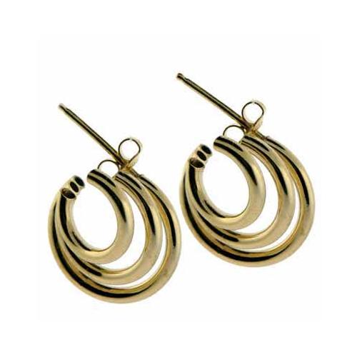 18K Gold over Sterling Silver Graduating Tri-Hoops