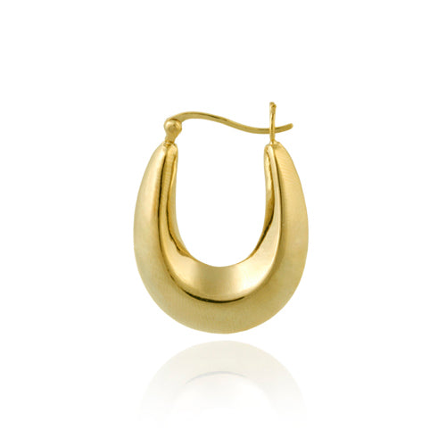 18K Gold over Sterling Silver Puffed Hoop Earrings-2