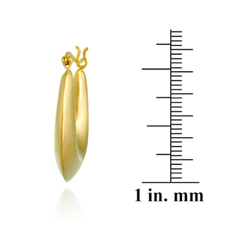 18K Gold over Sterling Silver Puffed Hoop Earrings-3