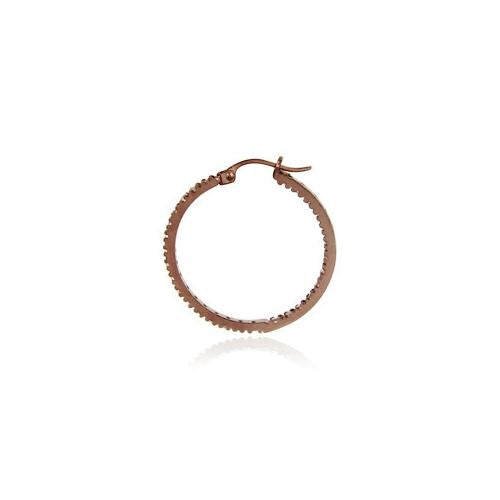 Rose Gold Tone over Sterling Silver Cubic Zirconia Inside Out 25mm Round Hoop Earrings-3