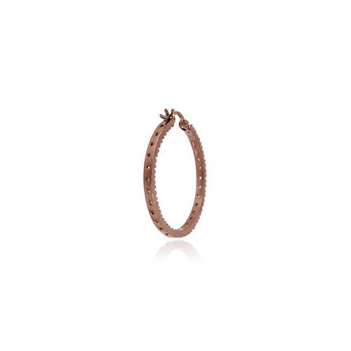 Rose Gold Tone over Sterling Silver Cubic Zirconia Inside Out 25mm Round Hoop Earrings-4