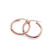 Rose Gold Tone over Sterling Silver 2mm High Polished Round Hoop Earrings, 20mm