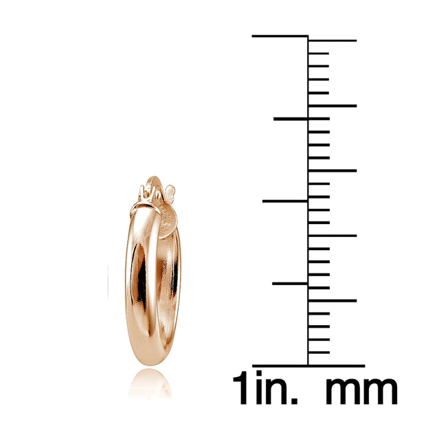 Rose Gold Tone over Sterling Silver Polished French Lock Hoop Earrings, 15mm
