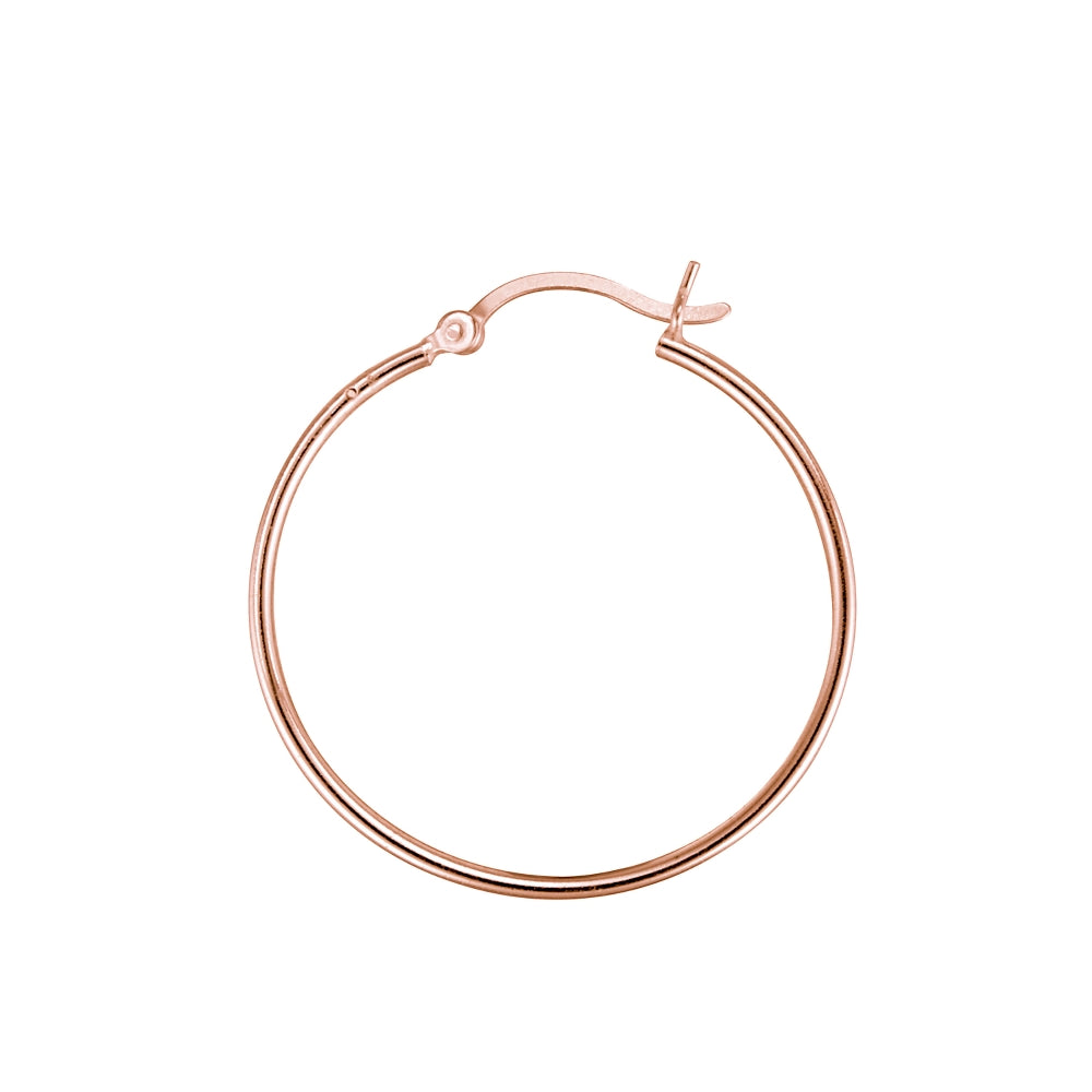Rose Gold Tone over Sterling Silver 1.5mm High Polished Round Hoop Earrings, 35mm-3