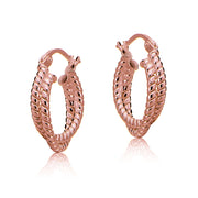 Rose Gold Tone over Sterling Silver Intertwining Rope Hoop Earrings, 20mm