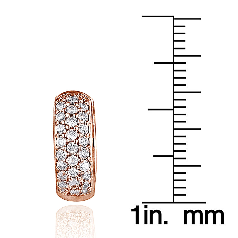 Rose Gold Tone over Sterling Silver Cubic Zirconia 15mm Huggie Hoop Earrings-2