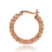 Rose Gold Tone over Sterling Silver Round Cubic Zirconia 22mm Hoop Earrings