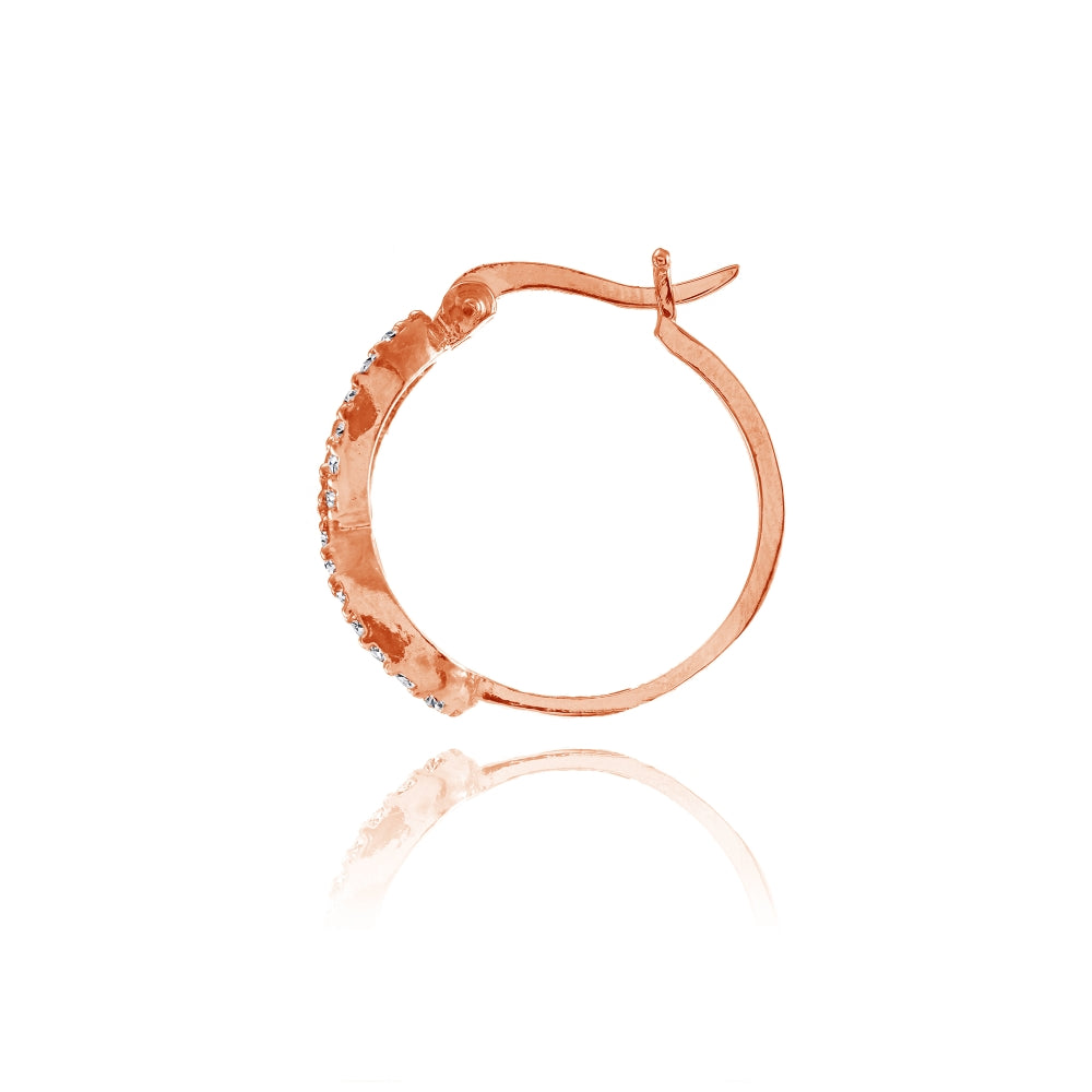 Rose Gold Flashed Sterling Silver Cubic Zirconia Infinity Figure 8 Hoop Earrings-2