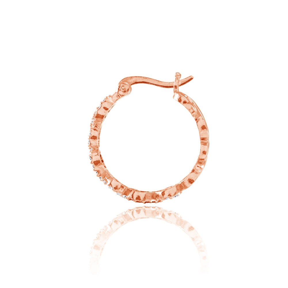 Rose Gold Flashed Sterling Silver Cubic Zirconia Continuous Infinity Hoop Earrings-2
