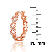 Rose Gold Flashed Sterling Silver Cubic Zirconia Continuous Infinity Hoop Earrings