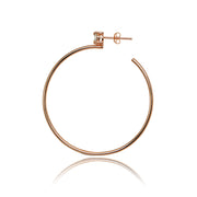 Rose Gold Flashed Sterling Silver Polished Cubic Zirconia Round 50mm Open Hoop Earrings