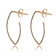 Rose Gold Flashed Sterling Silver Polished Marquise Shape Drop Hoop Earrings