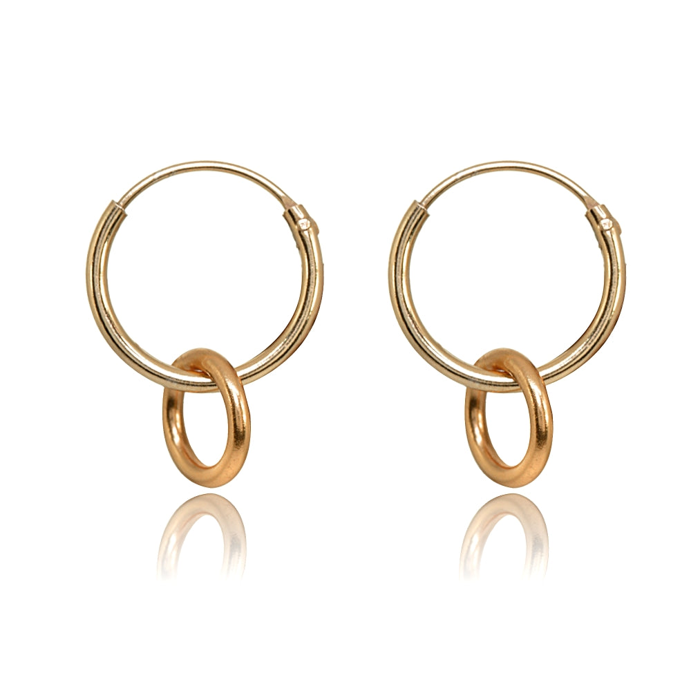 Rose Gold Flashed Sterling Silver Polished Interlocking Double Circle Dainty Endless Hoop Earrings-2