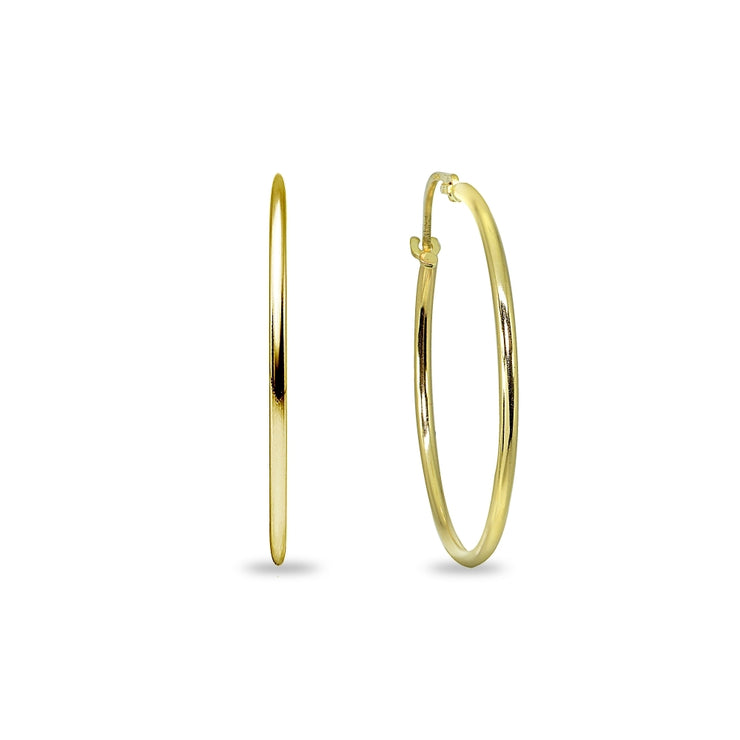 14K Yellow Gold Small 25mm Round Unisex Click-Top Hoop Earrings (1" Diameter)