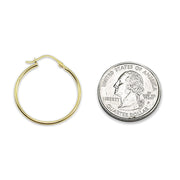 14K Yellow Gold Small 25mm Round Unisex Click-Top Hoop Earrings (1" Diameter)