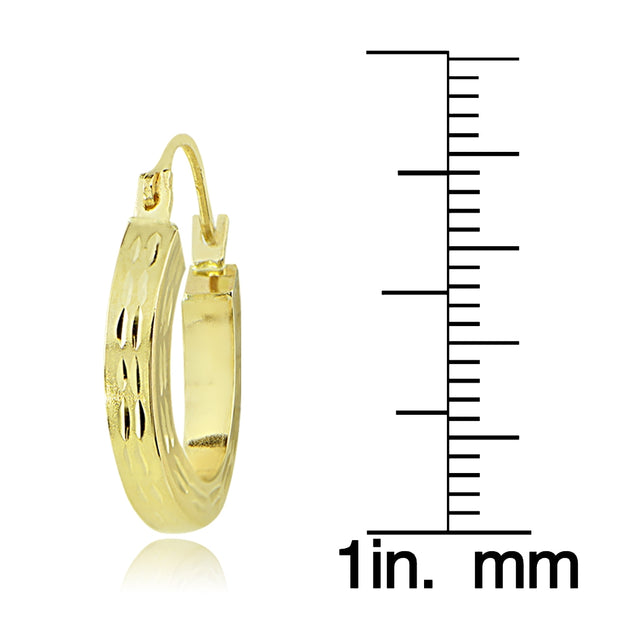 14K Gold 18mm Square Tube Diamond-Cut Hoop Earrings