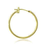 10K Gold 1.5mm Round Hoop Earrings, 25mm