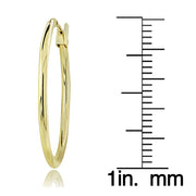 10K Gold 1.5mm Round Hoop Earrings, 25mm