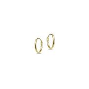 14K Gold Tiny Small Round Thin Lightweight Unisex Endless Hoop Earrings, 10mm