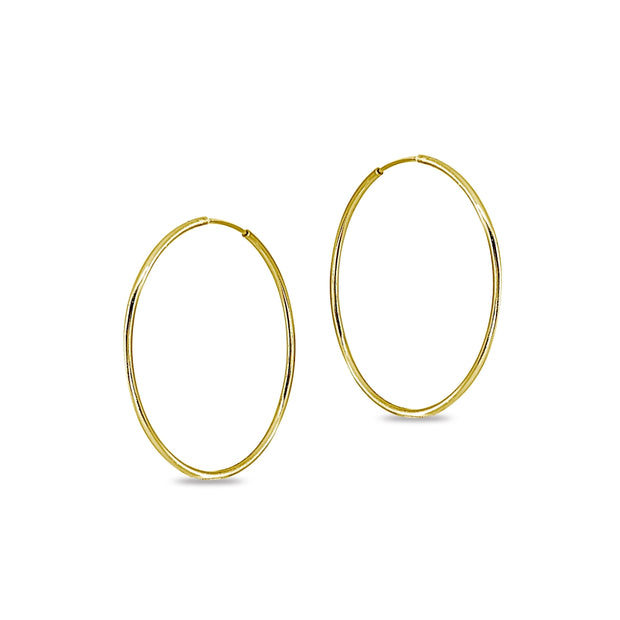 14k Gold High Polished 2x40mm Continuous Endless Round Hoop Earrings