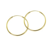 14k Gold High Polished 2x50mm Continuous Endless Round Hoop Earrings