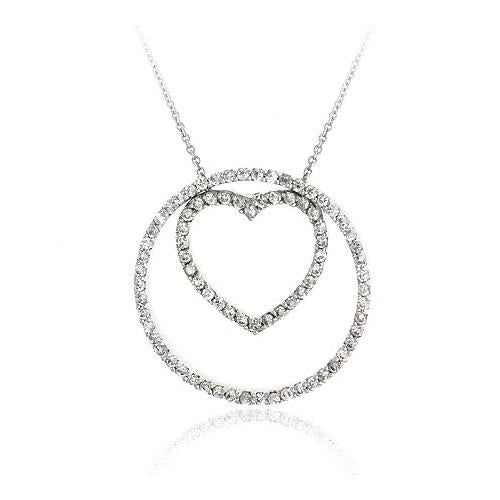 3 in 1! Sterling Silver .925 Diamond cubic zirconia stone Heart Circle Eternity cz Pendant/Slide