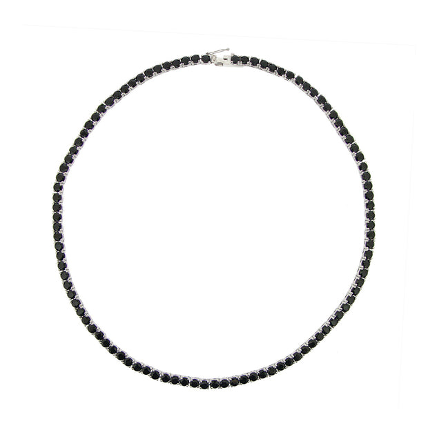Sterling Silver 32.5ct Black Spinel Tennis Necklace
