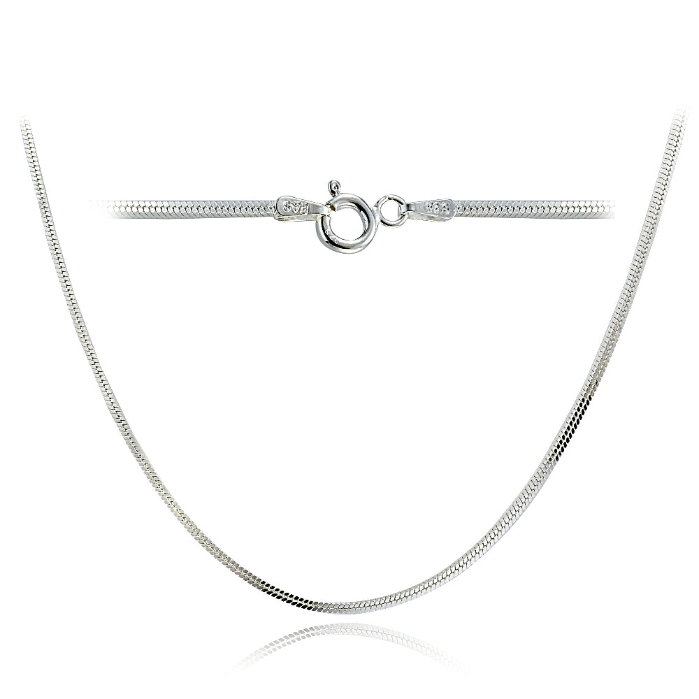 Sterling Silver Italian 1.5mm Square Box Chain Necklace for Pendants 24-Inches