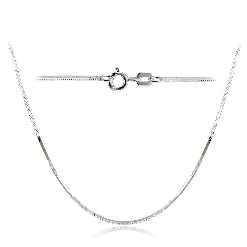 Sterling Silver Italian 1mm Square Snake Chain Necklace for Pendants 24-Inches