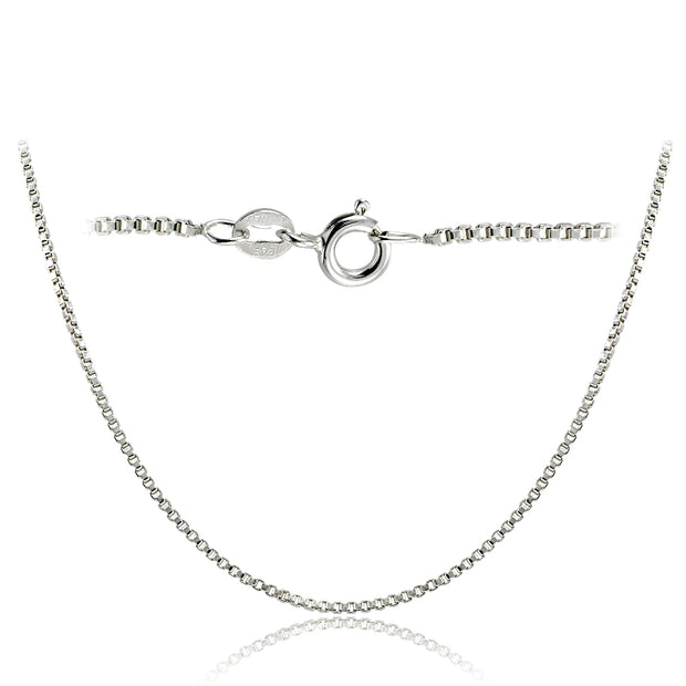 Sterling Silver Italian 1.45mm Box Chain Necklace 24 Inches