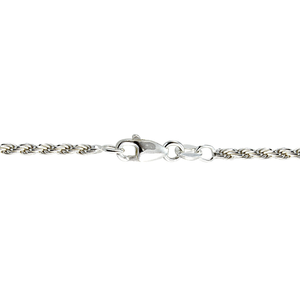 Sterling Silver Italian 2mm Rope Chain Necklace for Pendants 24 Inches-2