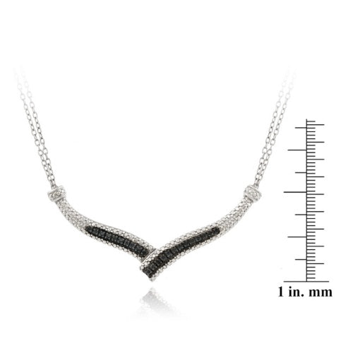 Sterling Silver 1/4 Ct. Black Diamond "V" Necklace-3