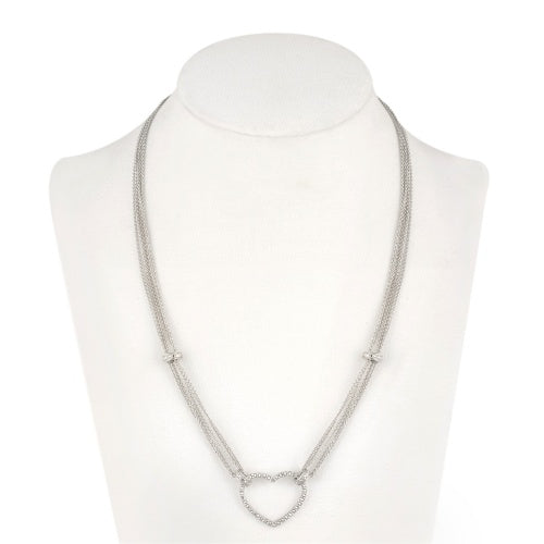 Sterling Silver Diamond Accent Six Strand Floating Heart Necklace-2