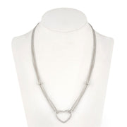 Sterling Silver Diamond Accent Six Strand Floating Heart Necklace