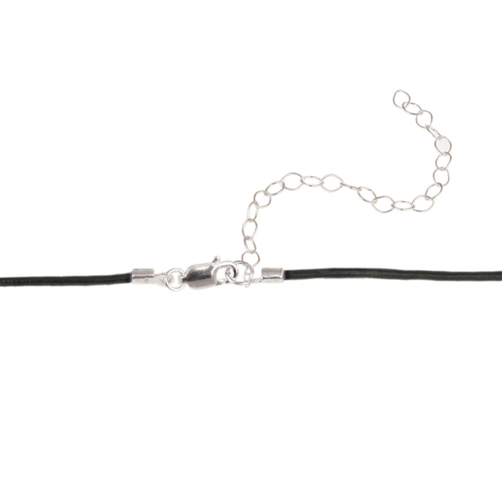 Sterling Silver Freshwater Cultured White & Peacock Pearl on Leather Beaded Necklace-2