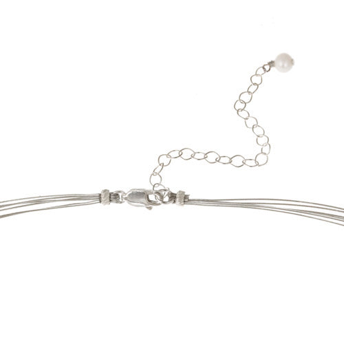 Sterling Silver Freshwater Cultured White Pearls & Beads 3-Row Graduating Necklace-2