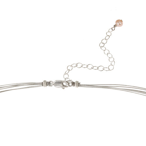 Sterling Silver Freshwater Cultured Pink Pearls & Beads 3-Row Graduating Necklace-2