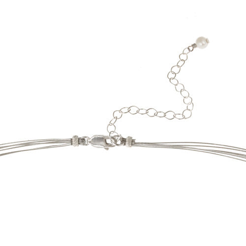 Sterling Silver Freshwater Cultured White and Peacock Pearls & Beads 3-Row Graduating Necklace-2