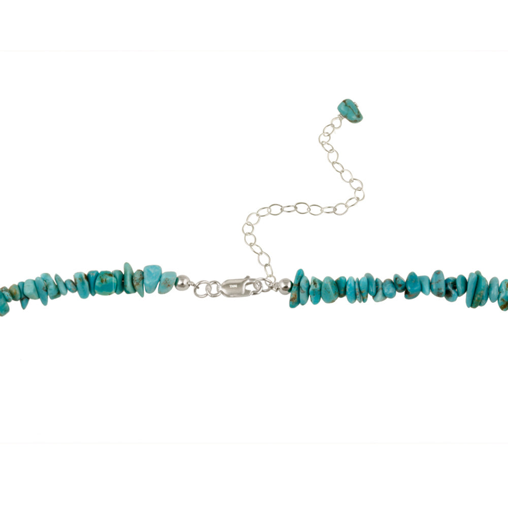 Denim Lapis, Created Turquoise Chips & Nuggets Fashion Necklace w/ Sterling Silver Beadsn Necklace w/ Sterling Silver Beads-2