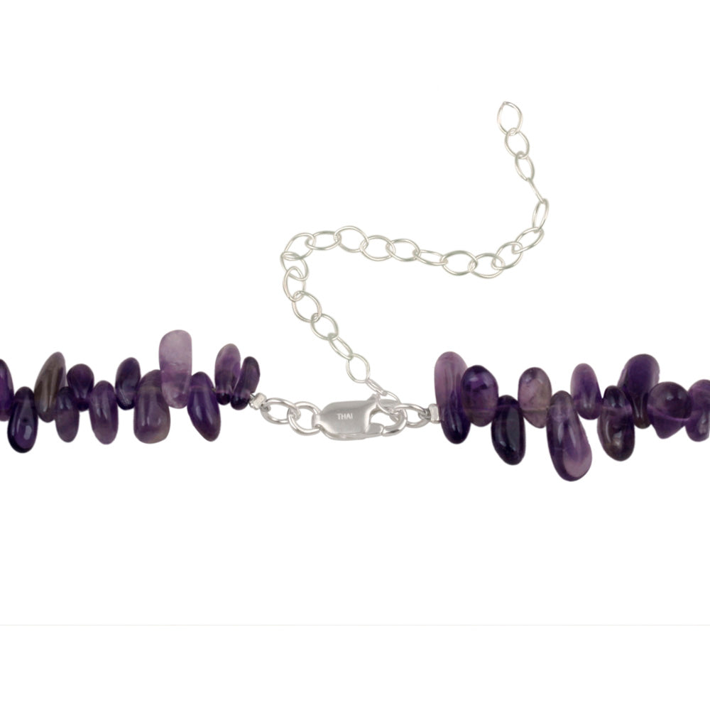 Sterling Silver Abalone, Amethyst Chips & Nuggets Fashion Necklace-2