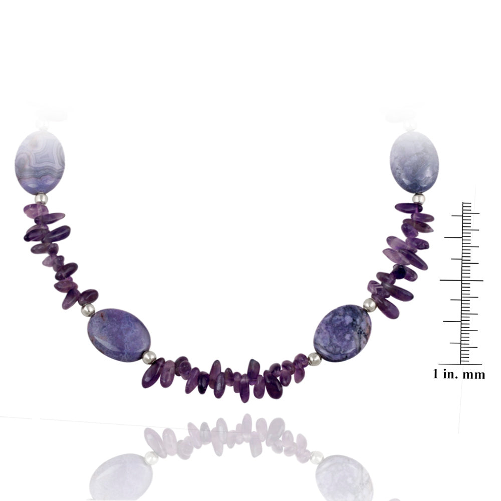 Sterling Silver Amethyst Chips Fashion Necklace-3
