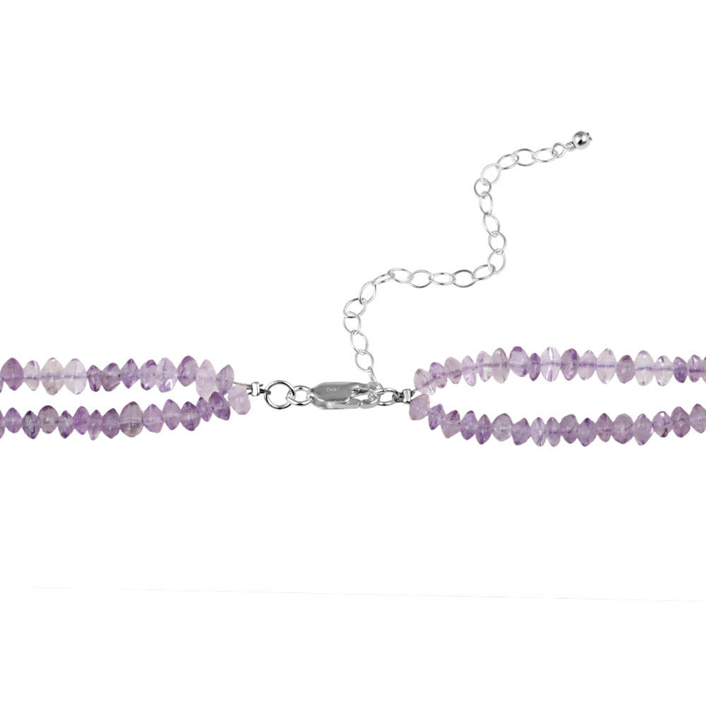 Sterling Silver Abalone, Pearl, Amethyst Chips & Stones Two-Strand Necklace-2