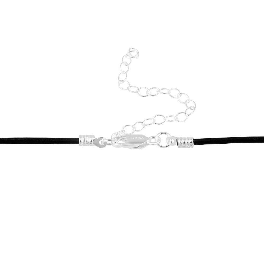 Sterling Silver Amethyst & Purple Stones Drop Leather Necklace-2