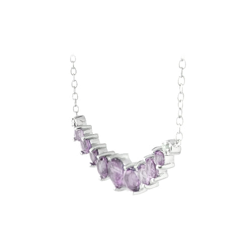 Sterling Silver 1.55ct Amethyst & Diamond Accent Frontal Journey Necklace-2