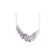 Sterling Silver 1.55ct Amethyst & Diamond Accent Frontal Journey Necklace