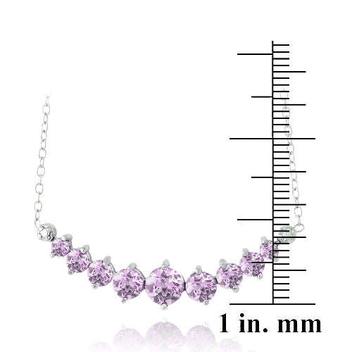 Sterling Silver 1.55ct Amethyst & Diamond Accent Frontal Journey Necklace-3