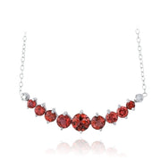 Sterling Silver 2.2ct Garnet & Diamond Accent Frontal Journey Necklace