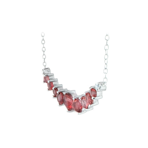 Sterling Silver 2.2ct Garnet & Diamond Accent Frontal Journey Necklace-2