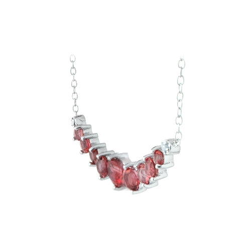 Sterling Silver 2.2ct Garnet & Diamond Accent Frontal Journey Necklace
